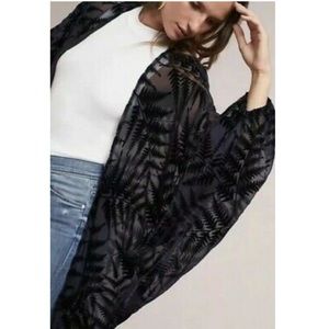 Anthropologie Navy Textured Kimono Beach Cover Up